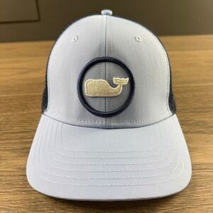 Vineyard Vines Mens Whale Logo Trucker Hat Snapback Mesh Cap Blue Navy Preppy